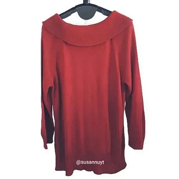 SAG HARBOR Rust-Orange Cable Acrylic Wide Collar Normcore Sweater ♥️ - Picture 3 of 4